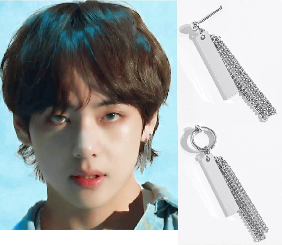 Buy ZEBRA PATH Unisex KPOP Earrings, BTS Earrings, Korean Earrings for  Women/Girls/Men/Boys(Silver) at Amazon.in