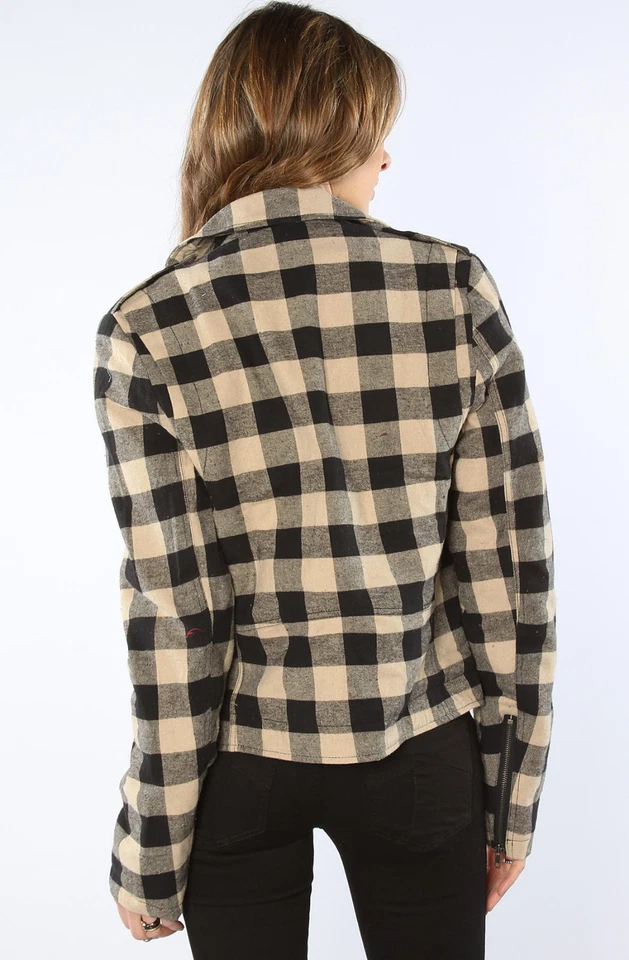 TRIPP УНИСЕКС ФЛАНЕЛЕВЫЙ СТЕГАНЫЙ МОТОЦИКЛ РОК MOTO МОТОЦИКЛИСТА ПАНК ПАЛЬТО КУРТКА FL7545M - Изображение 3 из 4