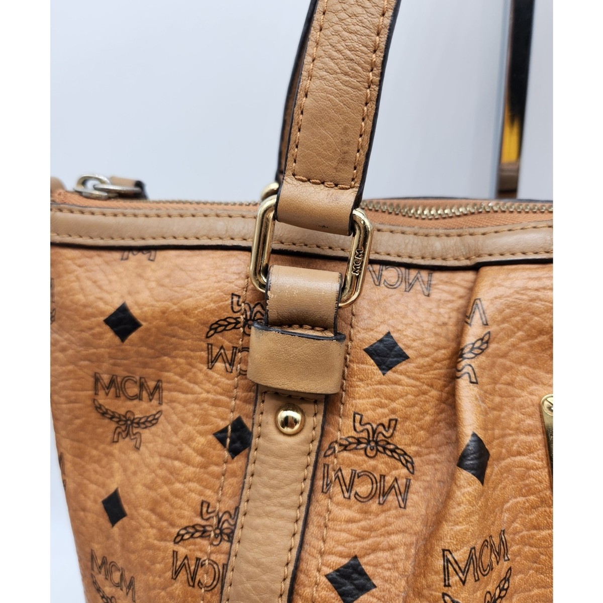 MCM Visetos Cognac Tote Bag 368MCMXEH | eBay