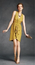 BHLDN Anthropologie Quillaree Silk Yellow Tethered Dots Dress NWOT Size 2 $300