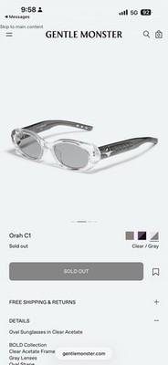 USED GENTLE MONSTER ORAH C1 KOREA SOLD OUT SUNGLASSES  M-D955