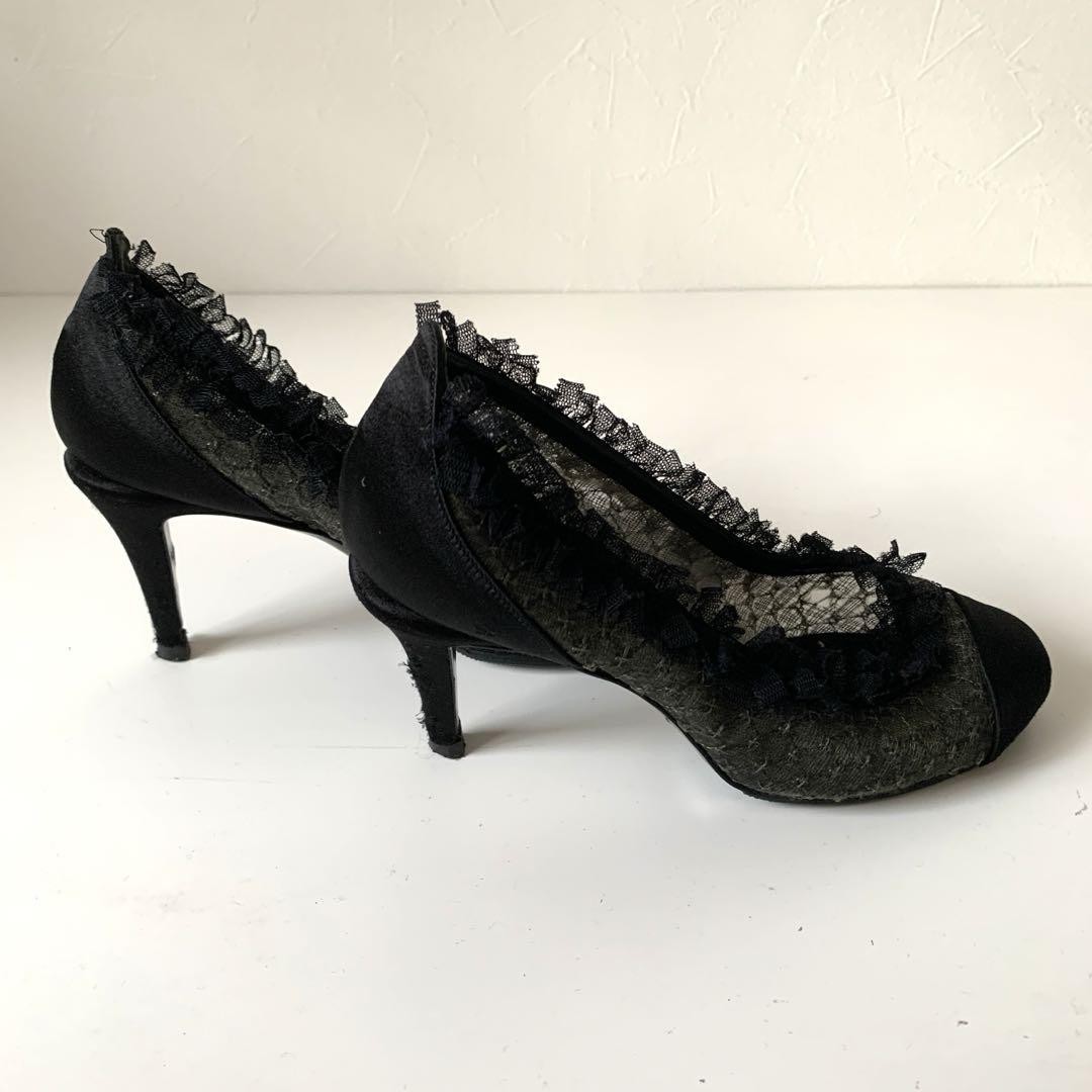 靴 CHANEL Coco Mark Pumps CHANEL Pumps Black Leather Size 35 US 5 Coco Mark CC Heel