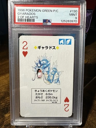 1996 Pokémon Green Playing Cards #130 Gyarados 2 Of Hearts PSA 9