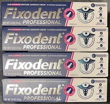 4 Pack Fixodent Professional Denture Adhesive Cream Full or Partials 1.8 OZ Each