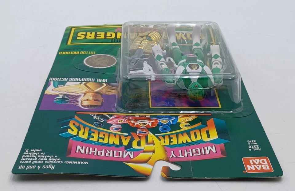 1994 Bandai Power Rangers Auto Morphin Flip Head Green Ranger Tommy Figur / MisB - Bild 3 von 4