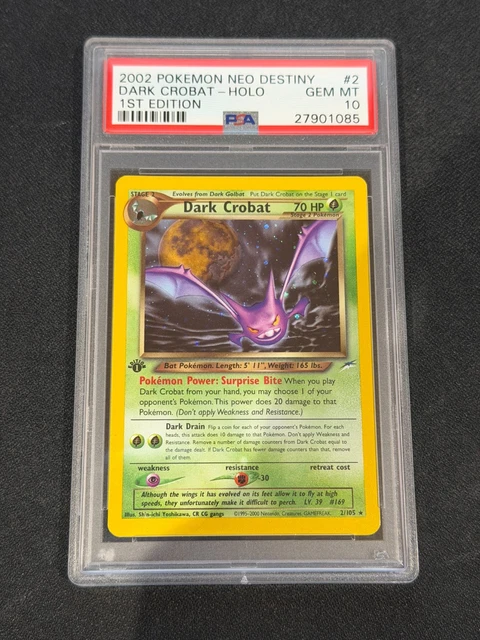 2002 Pokemon Neo Destiny Dark Crobat Holo 1st Edition 2/105 PSA 10