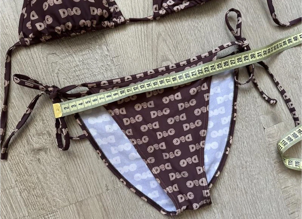 Vintage Dolce&Gabbana Brown Monogram Bikini  Swimsuit Swimwear Two Pieces M - Image 4 of 4