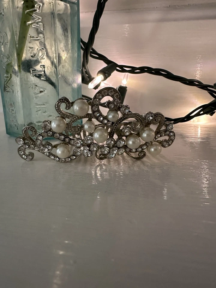 Жемчуг и прозрачные стразы свадебный гребень - Изображение 2 из 4