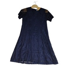 CJ Banks Navy Blue Lace Sheath Dress Short Sleeve Plus Size 2X