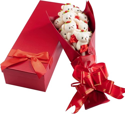 Deluxe Red Love Teddy Bear Bouquet- 12 Rose Stuffed Plush Bears-Valentine's Gift - 第 1/5 張圖片