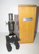 Vintage Skyline Student Microscope School Lab Equipment w/Wooden Case Japan
