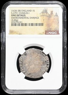ENGLAND. Charles I 1625 1642. Hammered Silver Shilling S 2791 NGC F Details