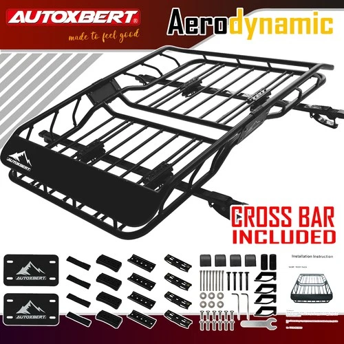 50" Roof Rack w/ Cross Bar Set Cargo Carrier Basket Car Rooftop Luggage Storage