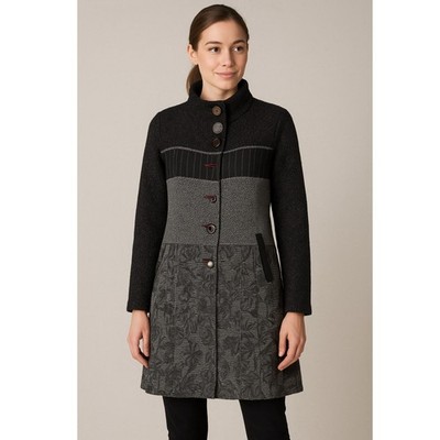 Paparazzi Patchwork Multicolor Linen Blend Textured Coat Jacket Women's Small