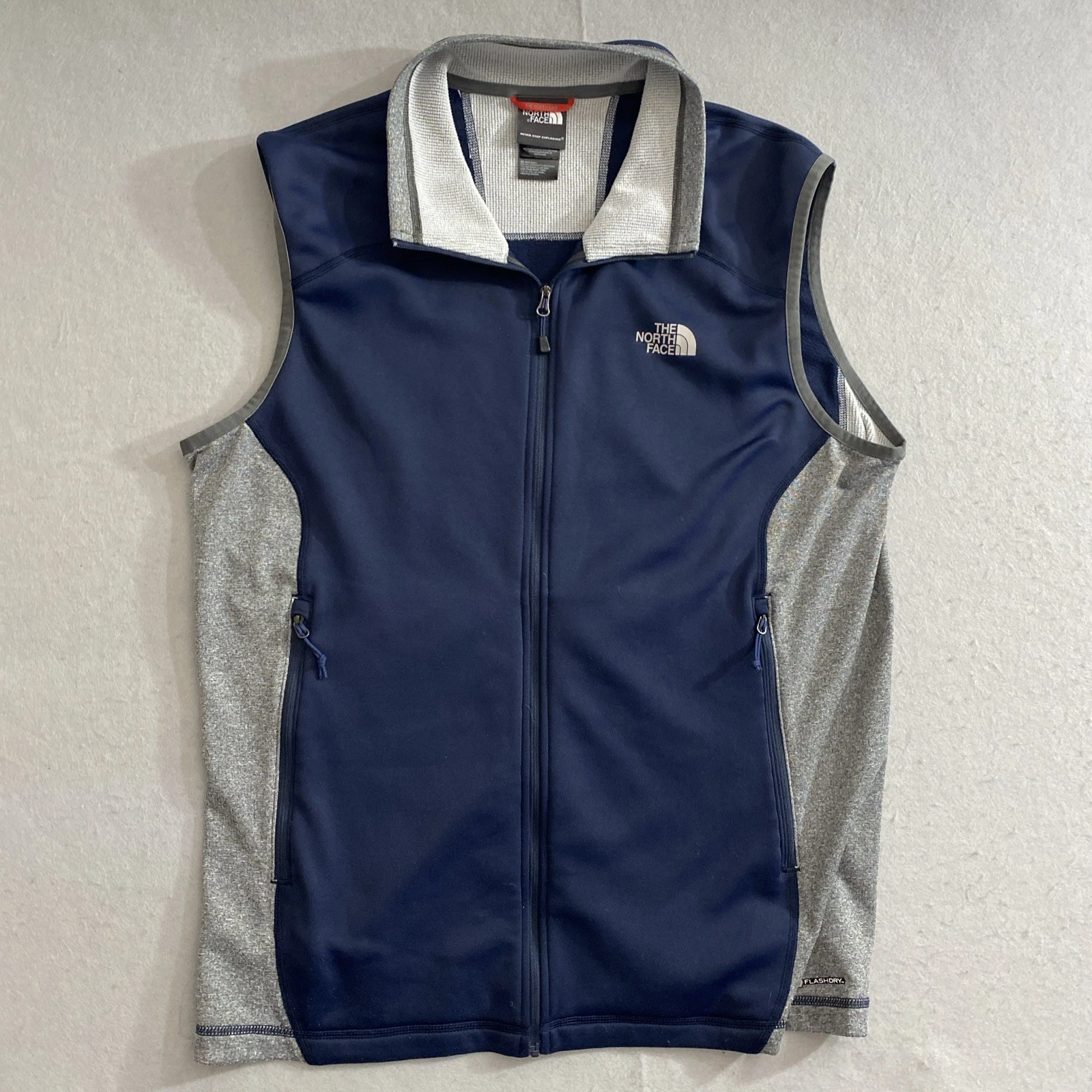 The North Face Vest Men’s Blue And Gray Flashdry Thermal Insulated Full Zip