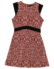 Zara Womens Sleeveless A-Line Dress UK 10 Small Red Paisley Polyester CM06