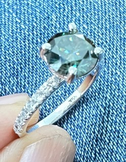 2.5 Ct Blue Round Cut Vvs1 Moissanite Engagement Ring Sterling Silver Size 7