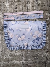 LoveShackFancy x yoobi Blue/White Floral Ruffle Accessory Pouch Zipper