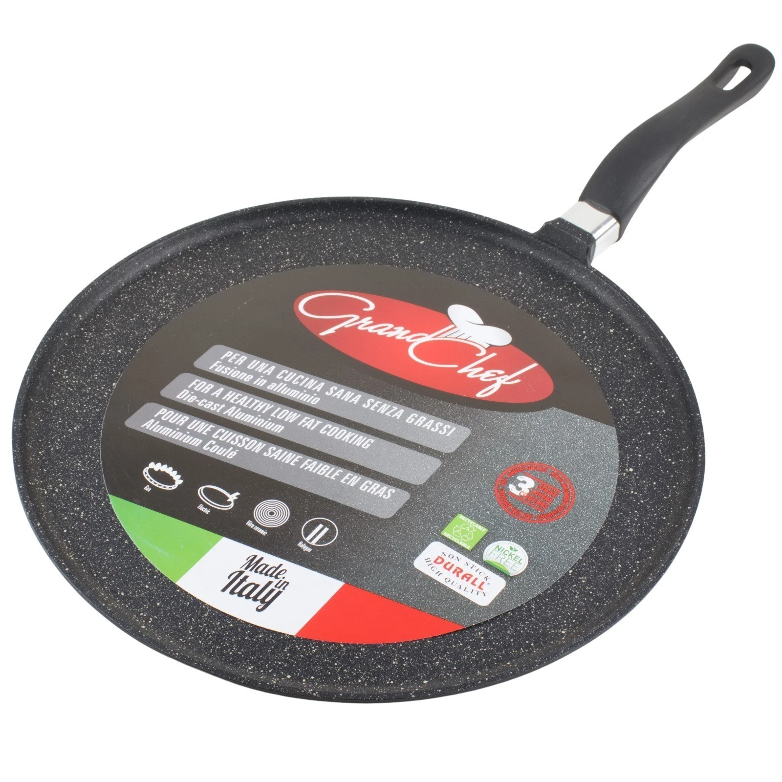 Roch Guss Grand Chef Crepe Griddle Pan Made in Italy Large Size 32 cm
