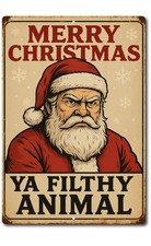 Christmas Metal Sign Funny Santa Holiday Decor Aluminum 8x12 Vertical