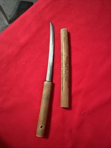 Central Bank Of Kansas City Mail Envelope Letter Opener Sword  w Wooden Case