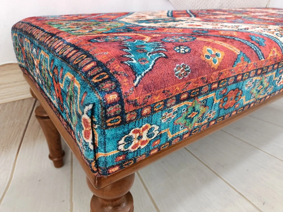 Living Room Bench, Upholstered Bench, Sitting Bench, Dining Bench, Boho Bench - Image 4 of 4