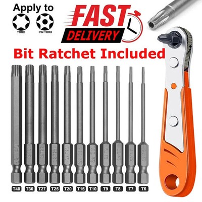 12pcs T6-T40 Magnetic Head Torx Screwdriver Bit Set Security Tamper Proof Star