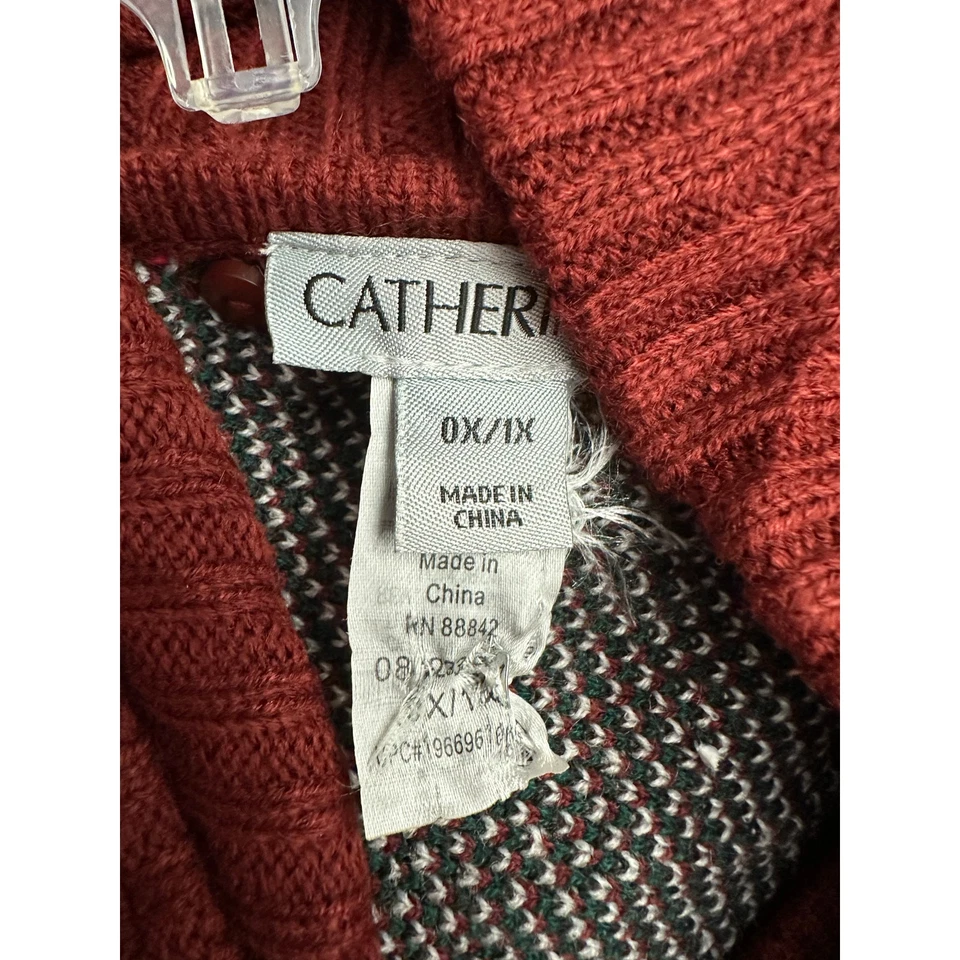 Poncho Suéter Catherines Mujer Tartán Cuadros Talla 0X/1X Capucha Extraíble Cuello Foto 3 de 4