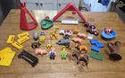 Vtg Playmobil 123 Large Lot Of Animals Fence Parts People Farm Zoo