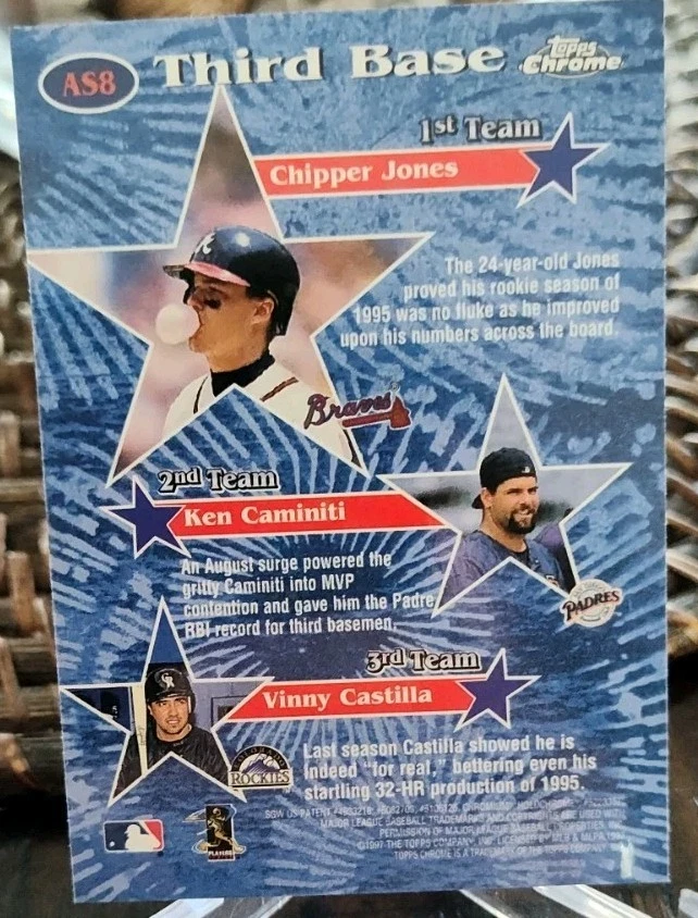 1997 Topps Chrome #AS8 Chipper Jones All-Stars Refractor - Image 2 of 4