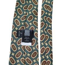 Lanvin Paris 100% Silk Tie Olive Green Paisley Italy Luxury Formal Office