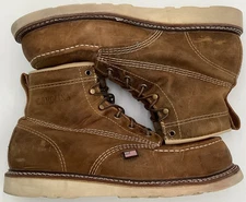 Carolina AMP USA 6" Leather Steel Moc Safety Toe Work Boots Brown Size 11.5 D