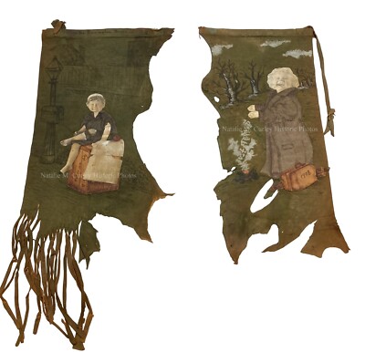 1900s Children Genre Photos Folk Art Leather Collage Wall Hangings