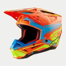 Alpinestars 2026 Supertech SM5 Orange Fluo Cyan Yellow Motocross Helmet MX Quad
