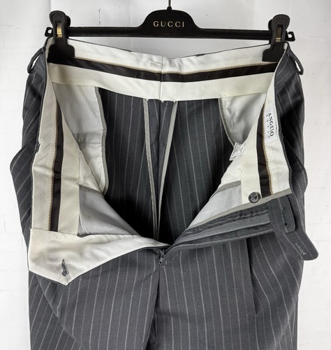 ANGELO ROSSI (44R) Mens Gray Stripe Jacket Pleat Front Pants Suit 38W - Picture 10 of 11
