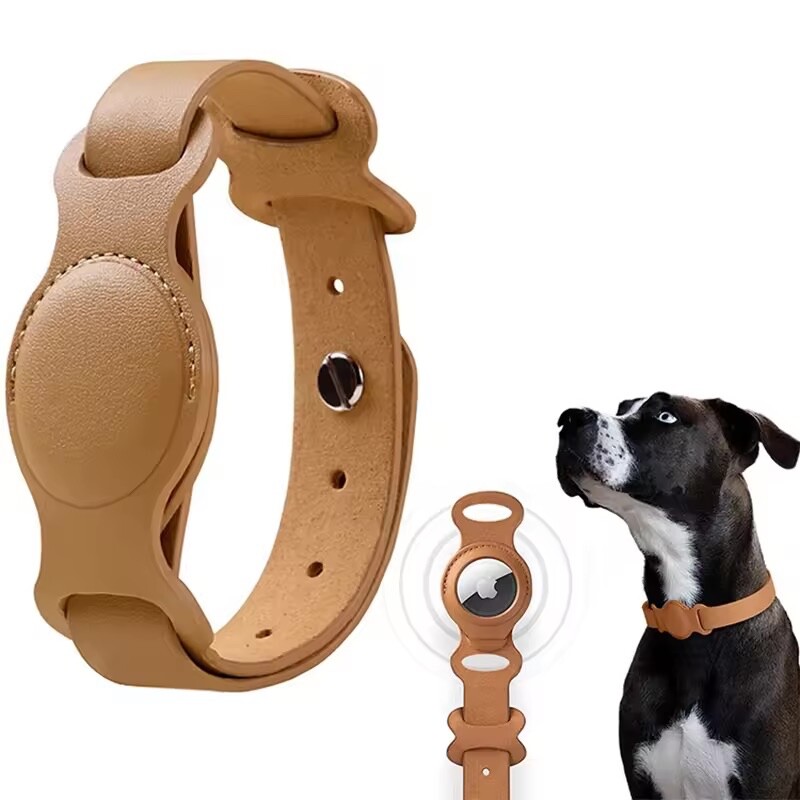 Hundehalsband für Apple Airtag Hunde Katzenhalsband Hülle Leder