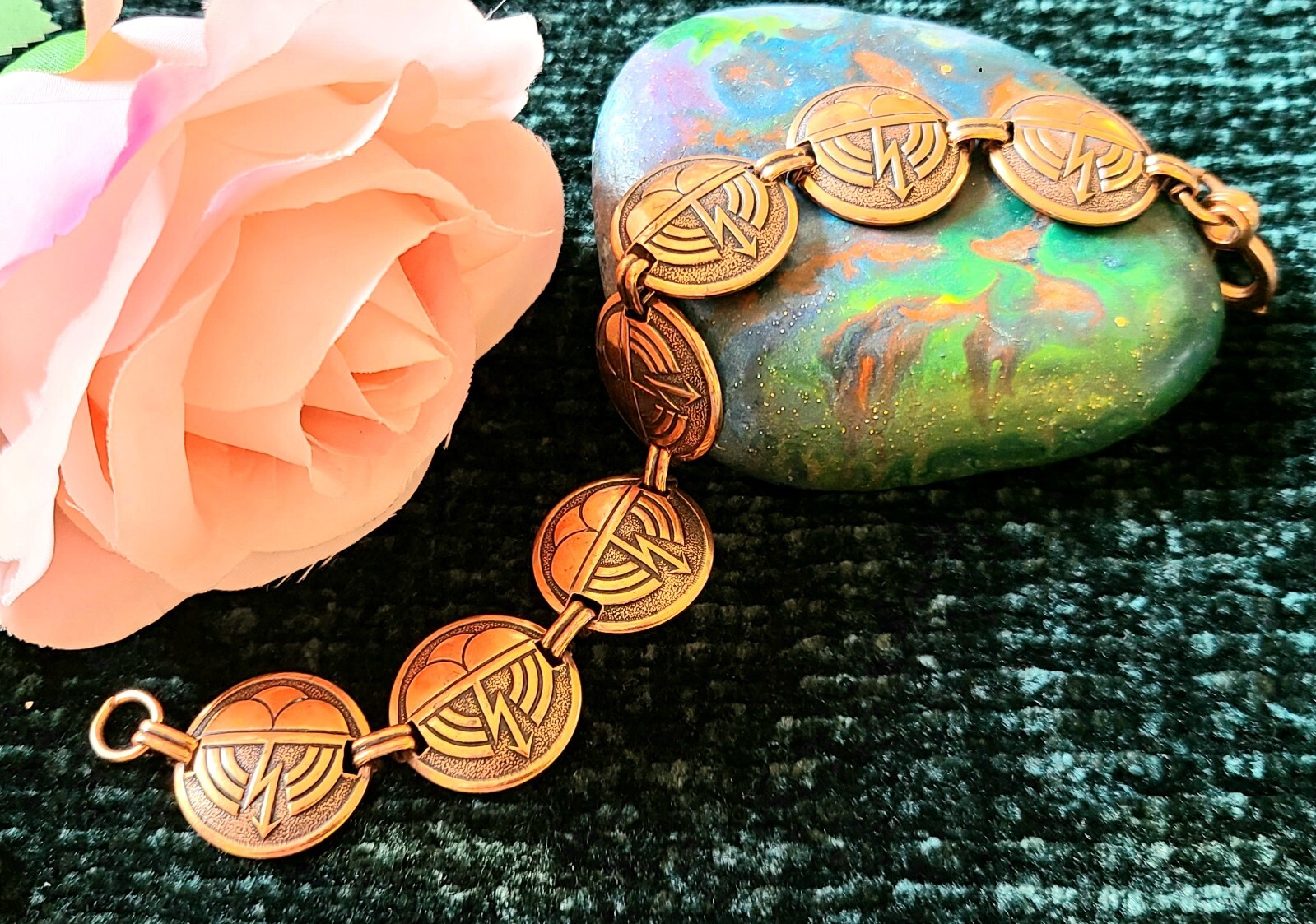 Vintage- 8" long - Solid Copper - Link/Panel Brac… - image 5