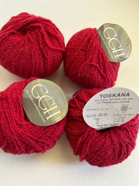 Coleção de fibra (lote 10 bolas) para cachecol artesanal vermelho - Imagem 3 de 4