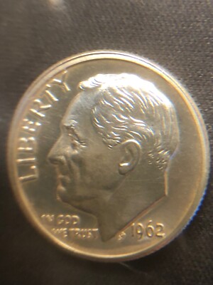 1962,silver,Roosevelt dime,Rare minting mistake,no mint mark