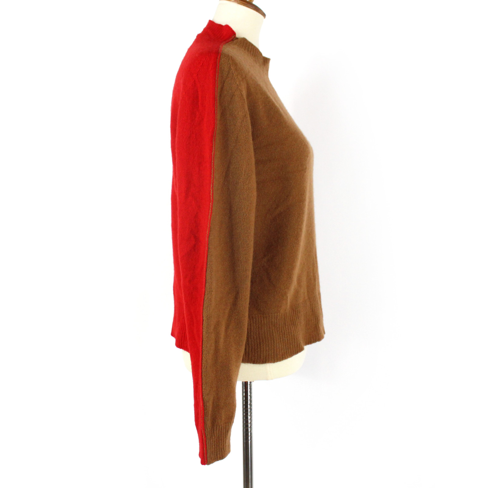 Essentiel Antwerp Cama Two Tone Cashmere Sweater Brown Red Pullover Size L image 2