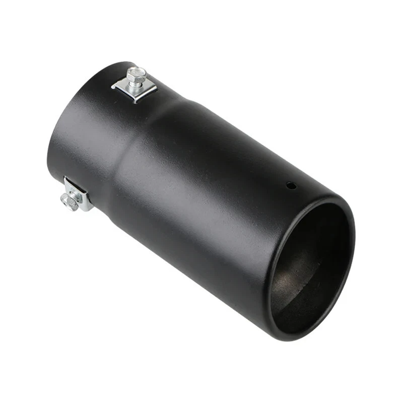 Silenciador de tubo de escape negro con punta de escape redonda de acero inoxidable Foto 3 de 4