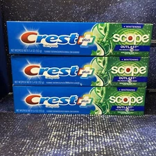 3 Pack -Crest Complete Plus Scope Outlast + Whitening Toothpaste 5.4 oz READ EXP