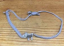 ADORABLE DOG CHARM GRAY BRAIDED BRACELET