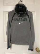 Nike Dri Fit Michigan State Spartans NCAA Hoodie Sweatshirt Gray Women s S