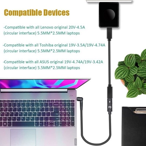 Female to 5.5x2.5mm Power Adapter Cable for Laptop Charging 18 20V - Picture 2 of 8