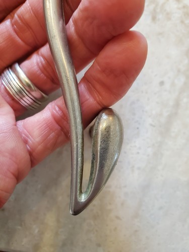 Nickel Mid Century Modern MCM Antique Hardware Drawer Pull Handle 3 3/4”centers - Picture 3 of 13