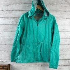 Columbia Windbreaker Womens Medium Teal Green Full Zip hooded