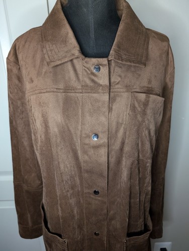 NWT Lysse Abigail Vegan Suede Button Down Jacket Cold Chestnut Size Large L New - Picture 5 of 14