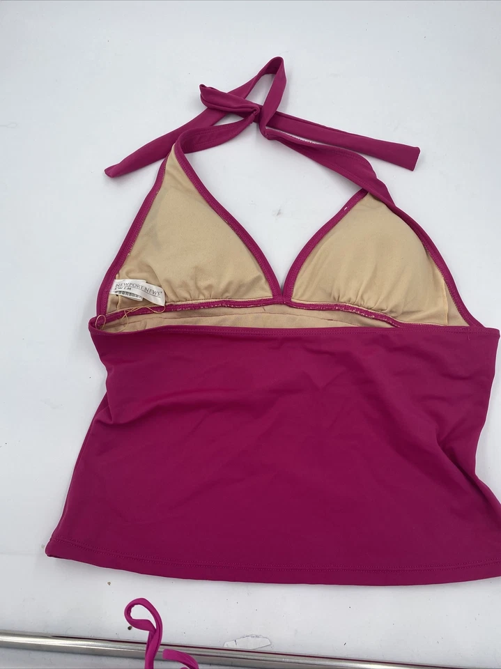 Newport News Pink Y2K Tankini Swim Top Halter Top Lycra Bikini Top Size 12 - Image 3 of 4