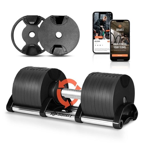 SQUATZ 70 Lbs. Adjustable Dumbbell Weight Set Home Workout/Fitness